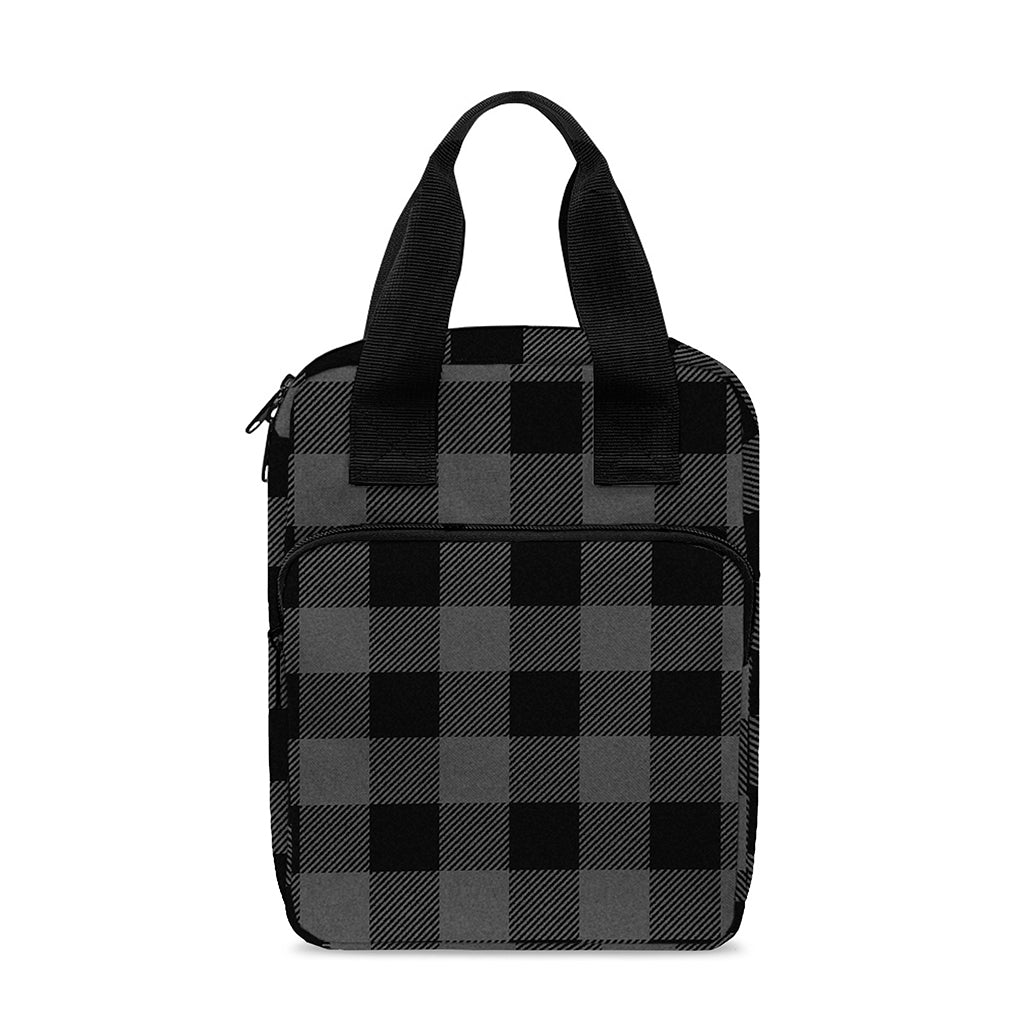Dark Grey And Black Buffalo Check Print Bible Tote Bag