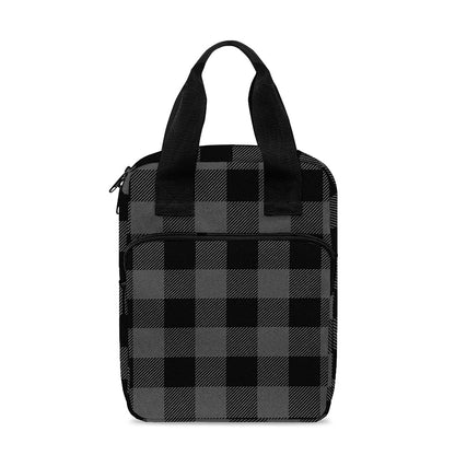 Dark Grey And Black Buffalo Check Print Bible Tote Bag