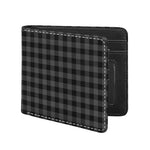 Dark Grey And Black Buffalo Check Print Bifold Wallet