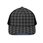 Dark Grey And Black Buffalo Check Print Black Mesh Trucker Cap