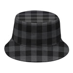 Dark Grey And Black Buffalo Check Print Bucket Hat