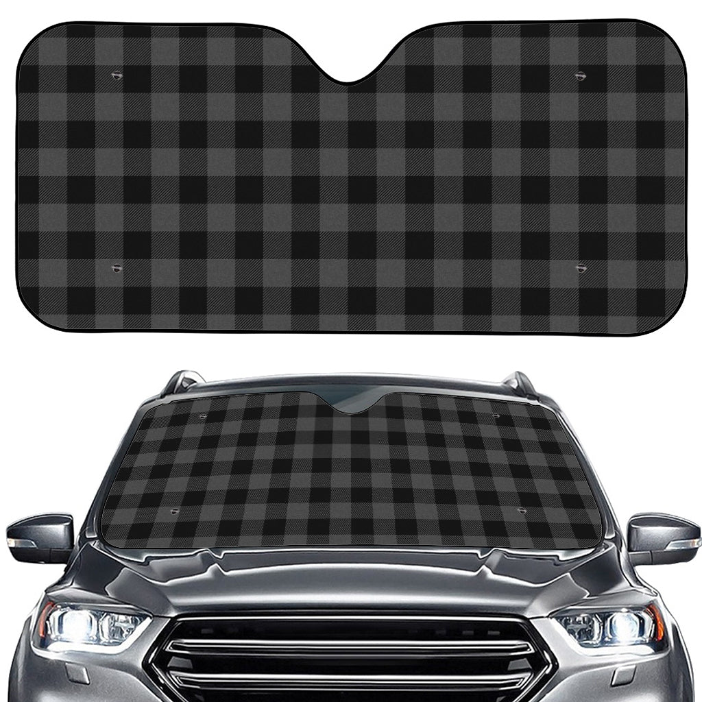 Dark Grey And Black Buffalo Check Print Car Windshield Sun Shade