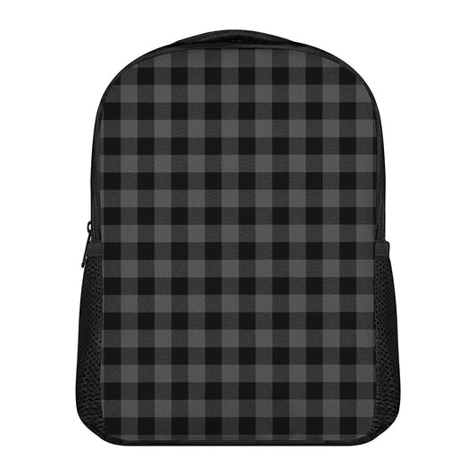 Dark Grey And Black Buffalo Check Print Casual Backpack