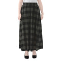 Dark Grey And Black Buffalo Check Print Chiffon Maxi Skirt