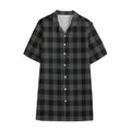 Dark Grey And Black Buffalo Check Print Cotton Hawaiian Shirt