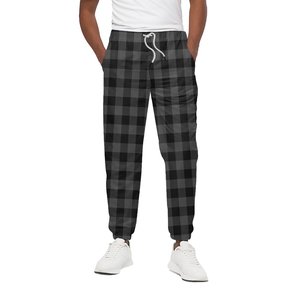 Dark Grey And Black Buffalo Check Print Cotton Pants