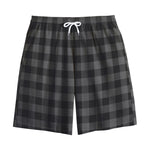 Dark Grey And Black Buffalo Check Print Cotton Shorts