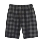Dark Grey And Black Buffalo Check Print Cotton Shorts