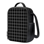 Dark Grey And Black Buffalo Check Print Crossbody Lunch Bag