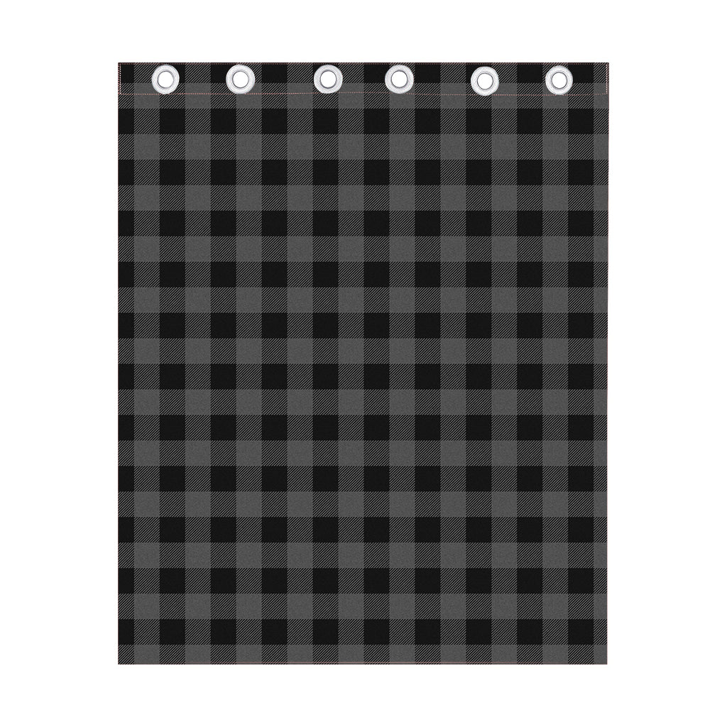 Dark Grey And Black Buffalo Check Print Curtain