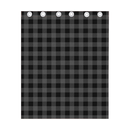 Dark Grey And Black Buffalo Check Print Curtain