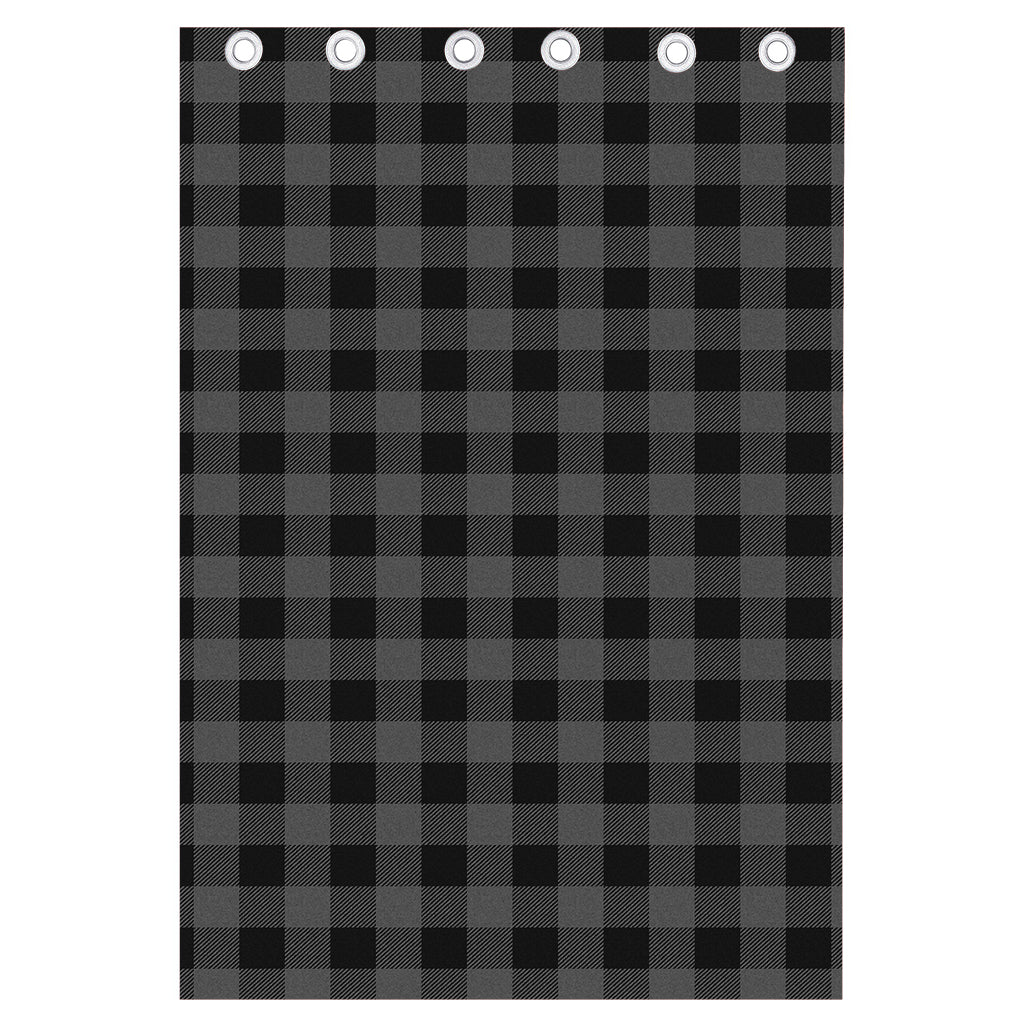 Dark Grey And Black Buffalo Check Print Curtain
