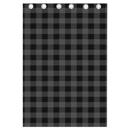 Dark Grey And Black Buffalo Check Print Curtain