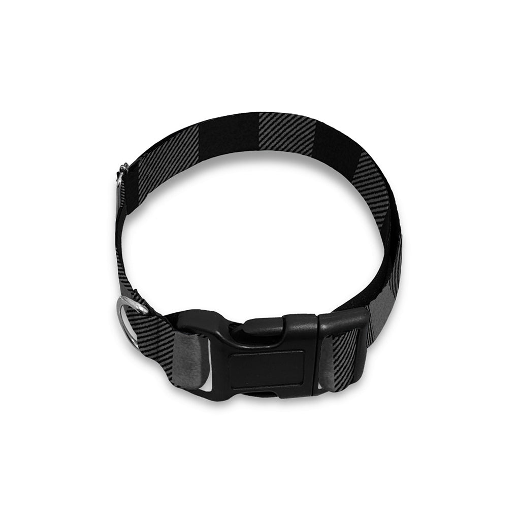 Dark Grey And Black Buffalo Check Print Dog Collar