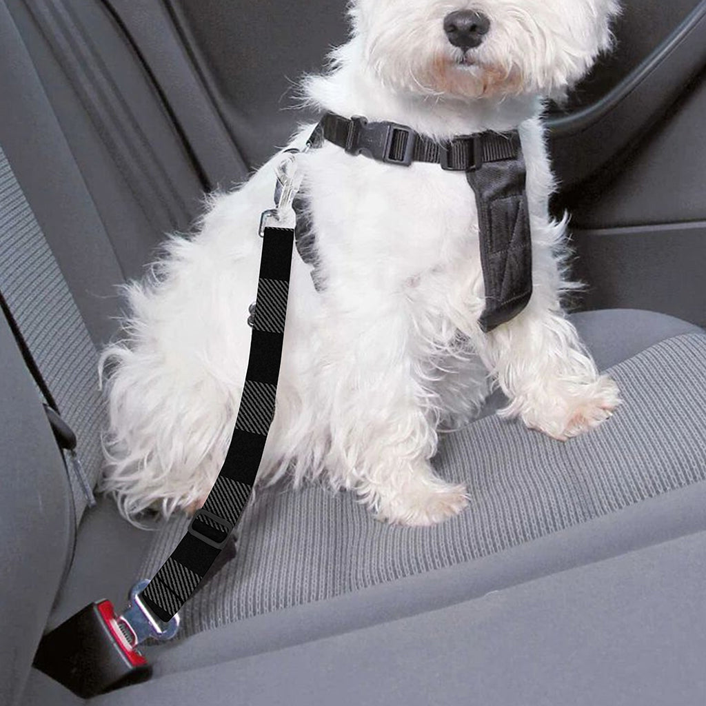 Dark Grey And Black Buffalo Check Print Dog Seat Belt
