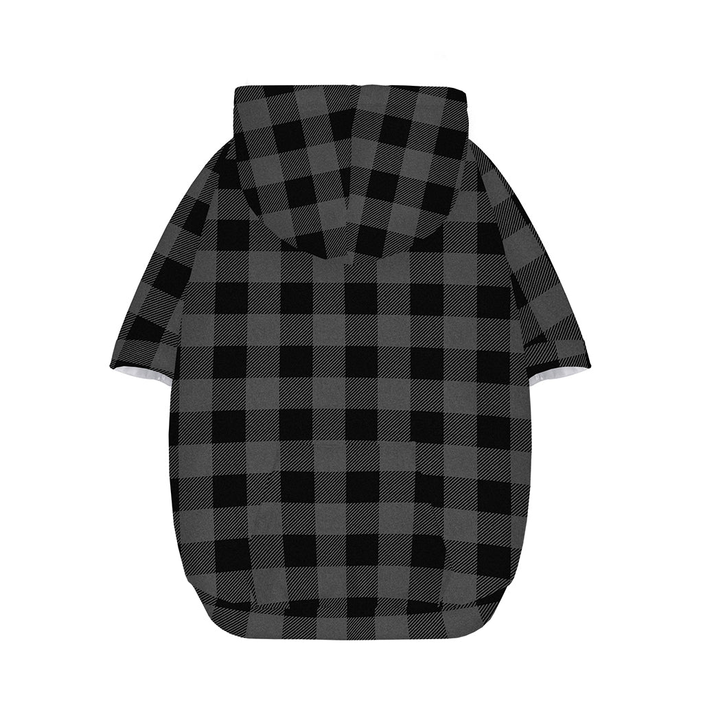 Dark Grey And Black Buffalo Check Print Dog Zip Up Hoodie