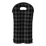 Dark Grey And Black Buffalo Check Print Double Neoprene Wine Tote