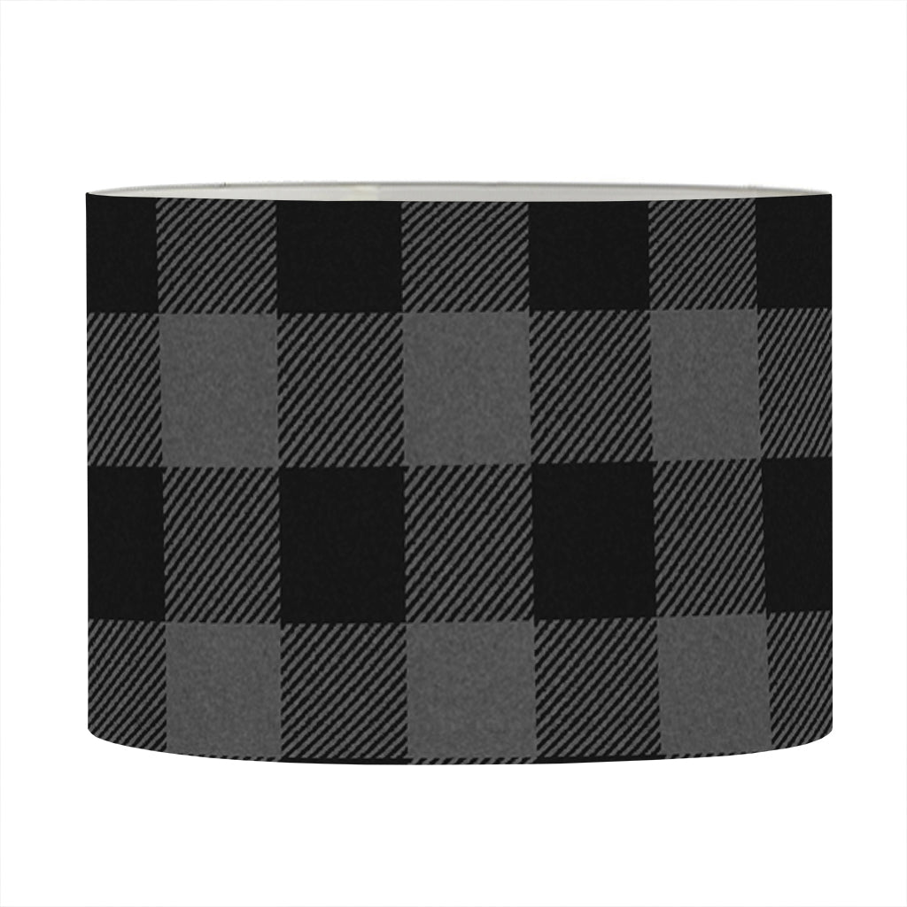 Dark Grey And Black Buffalo Check Print Drum Lamp Shade