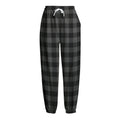 Dark Grey And Black Buffalo Check Print Fleece Lined Knit Pants