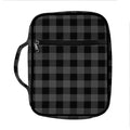 Dark Grey And Black Buffalo Check Print Front Pocket Bible Bag