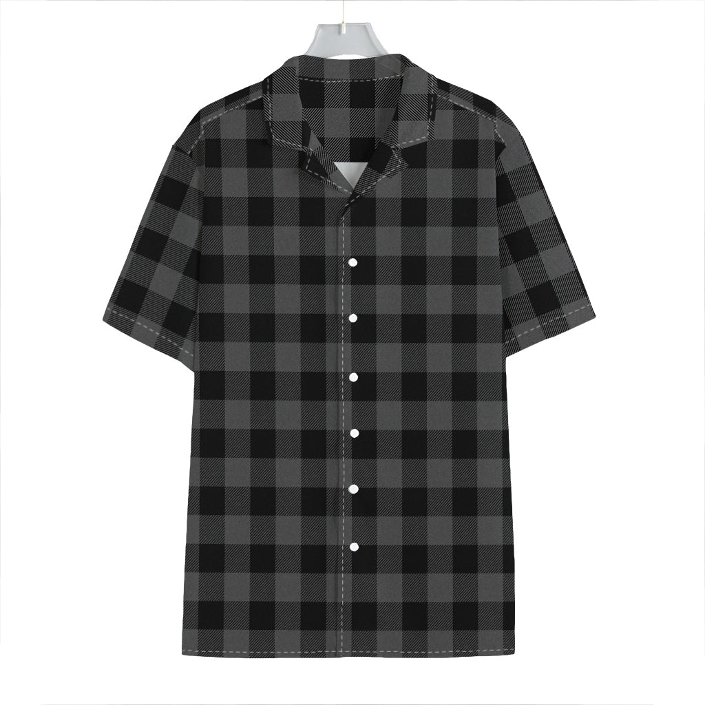 Dark Grey And Black Buffalo Check Print Hawaiian Shirt