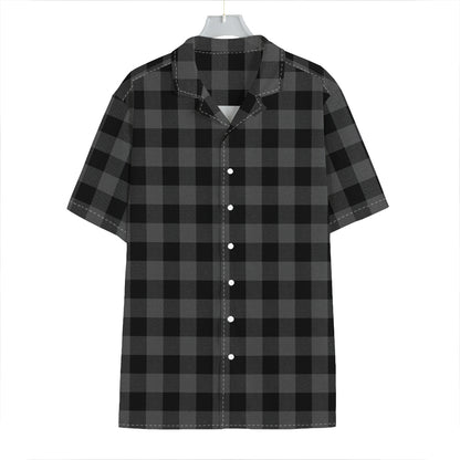 Dark Grey And Black Buffalo Check Print Hawaiian Shirt