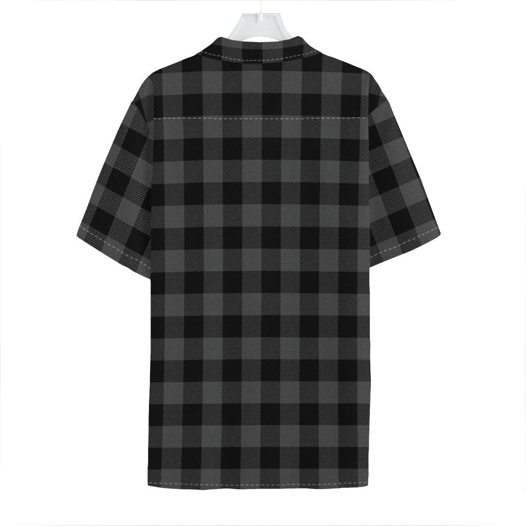 Dark Grey And Black Buffalo Check Print Hawaiian Shirt