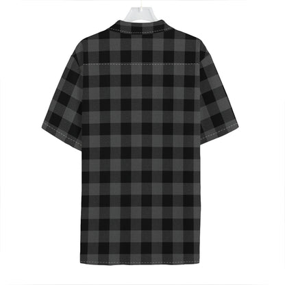 Dark Grey And Black Buffalo Check Print Hawaiian Shirt