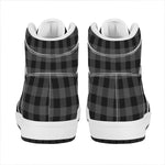 Dark Grey And Black Buffalo Check Print High Top Leather Sneakers
