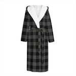 Dark Grey And Black Buffalo Check Print Hooded Bathrobe