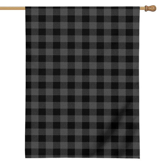 Dark Grey And Black Buffalo Check Print House Flag