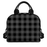Dark Grey And Black Buffalo Check Print Insulated Lunch Bag