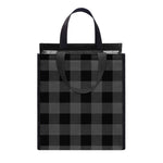 Dark Grey And Black Buffalo Check Print Insulated Lunch Tote