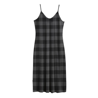 Dark Grey And Black Buffalo Check Print Jersey Midi Cami Dress