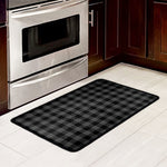 Dark Grey And Black Buffalo Check Print Kitchen Mat