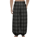 Dark Grey And Black Buffalo Check Print Lantern Pants