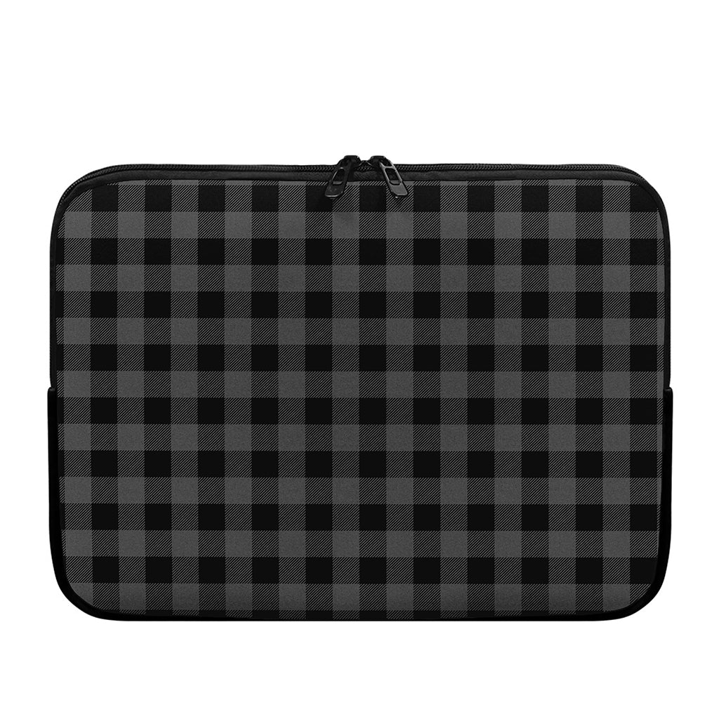 Dark Grey And Black Buffalo Check Print Laptop Sleeve