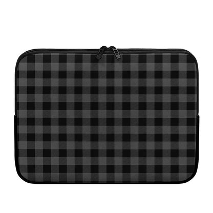 Dark Grey And Black Buffalo Check Print Laptop Sleeve