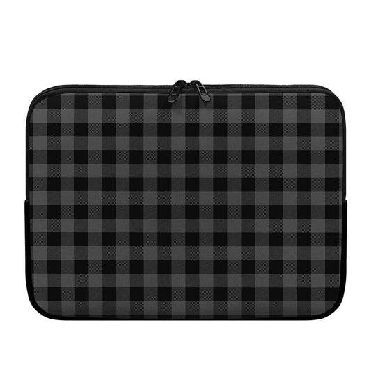 Dark Grey And Black Buffalo Check Print Laptop Sleeve