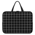 Dark Grey And Black Buffalo Check Print Laptop Sleeve With Handle