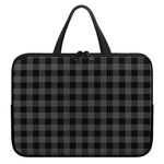 Dark Grey And Black Buffalo Check Print Laptop Sleeve With Handle