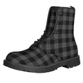 Dark Grey And Black Buffalo Check Print Lace-Up Boots