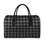 Dark Grey And Black Buffalo Check Print Leather Duffle Bag