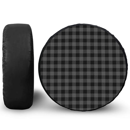 Dark Grey And Black Buffalo Check Print Leather Spare Tire Cover