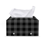 Dark Grey And Black Buffalo Check Print Leather Tissue Box Cover