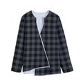 Dark Grey And Black Buffalo Check Print Long Sleeve Short Coat