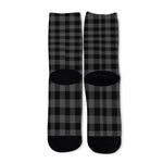 Dark Grey And Black Buffalo Check Print Long Socks