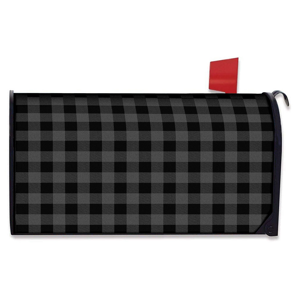 Dark Grey And Black Buffalo Check Print Mailbox Cover