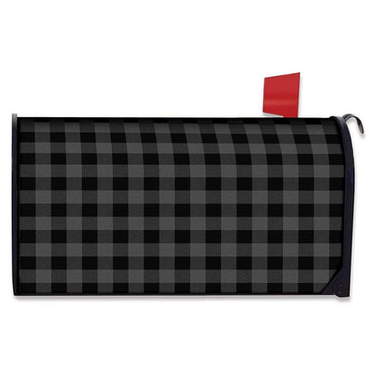 Dark Grey And Black Buffalo Check Print Mailbox Cover