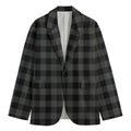 Dark Grey And Black Buffalo Check Print Men's Blazer